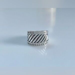 David Yurman Sterling Cigar Band Ring with Diamonds